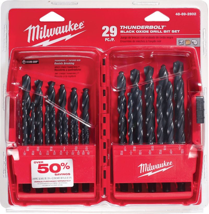 29 Pieces for sale online Milwaukee 48890012 Thunderbolt Titanium Coated Drill Bits